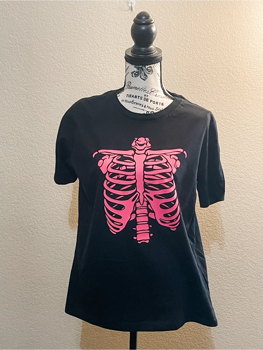 Bella Canvas Black Short Sleeve Tee with Pink Ribcage Graphic